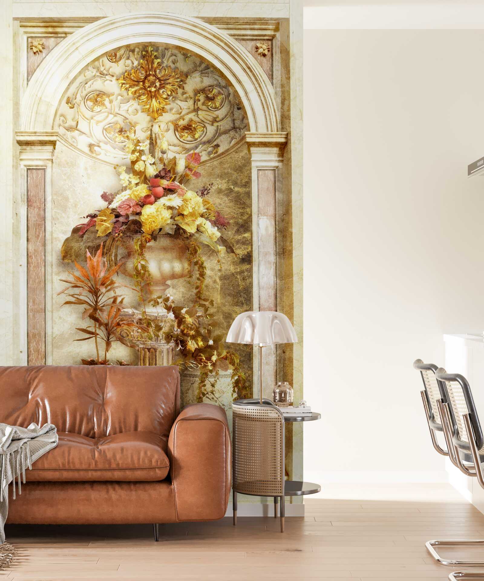 Fototapet arc dreptunghiular decorat cu nuanțe de toamnă