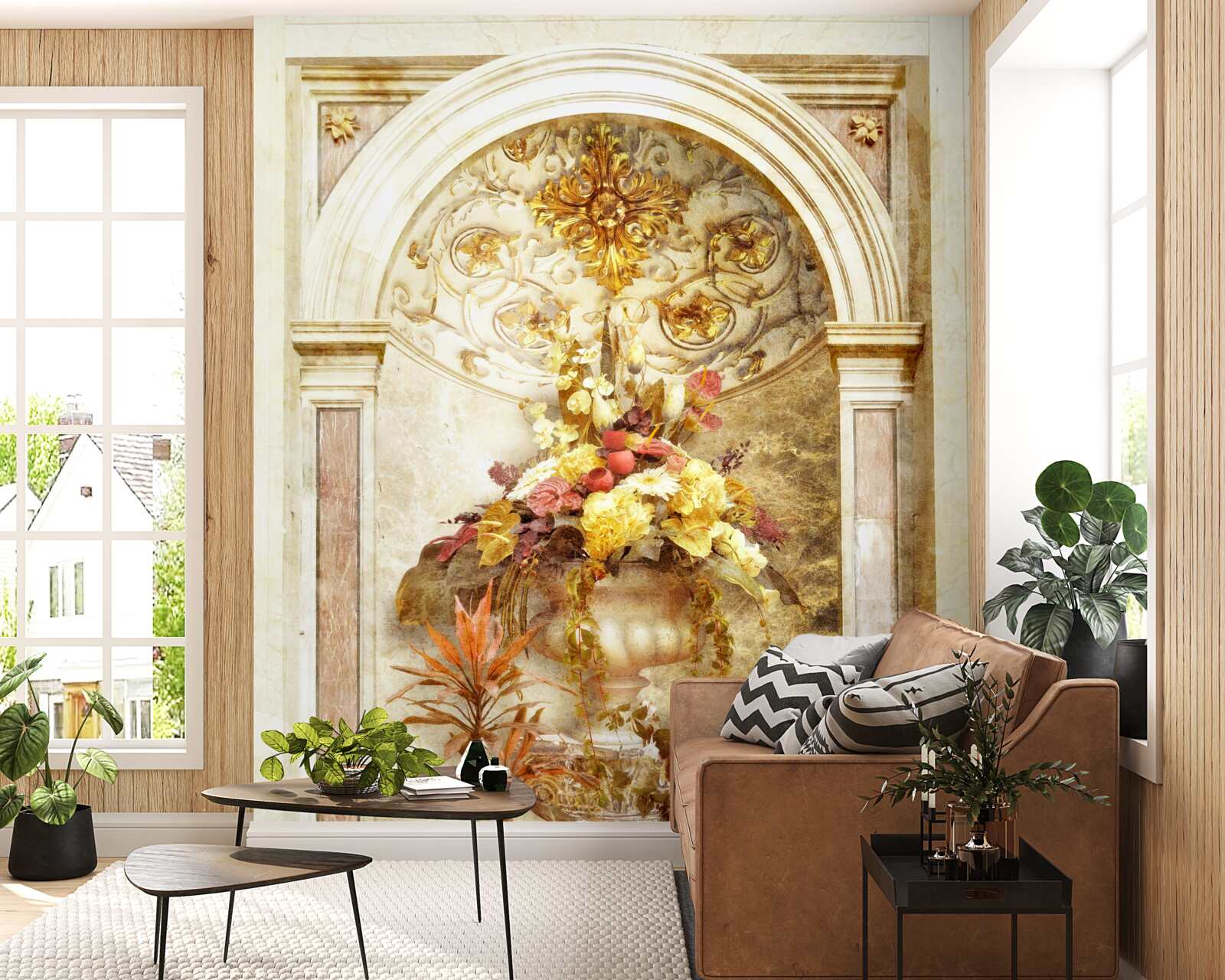 Fototapet arc dreptunghiular decorat cu nuanțe de toamnă