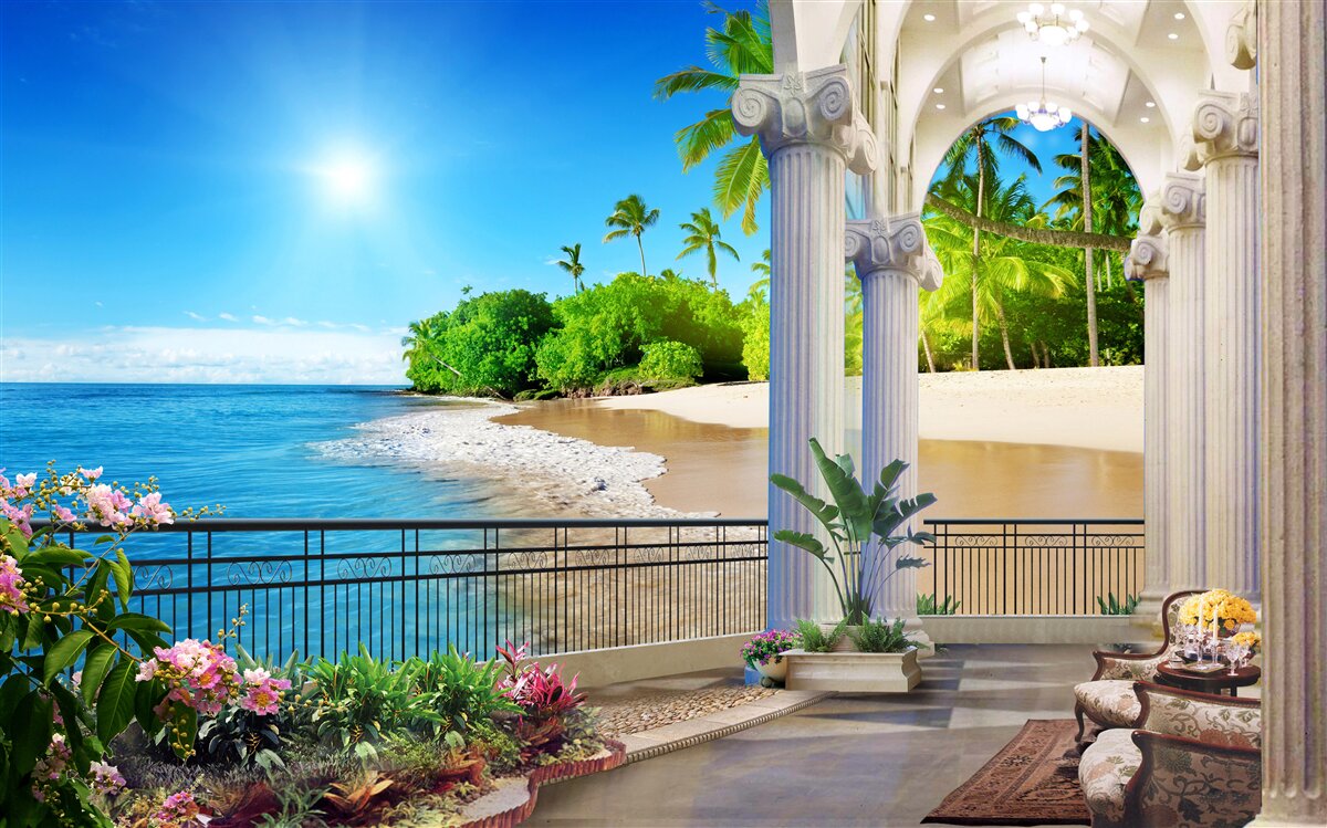 Fototapet zi însorită strălucitoare pe o coastă tropicală