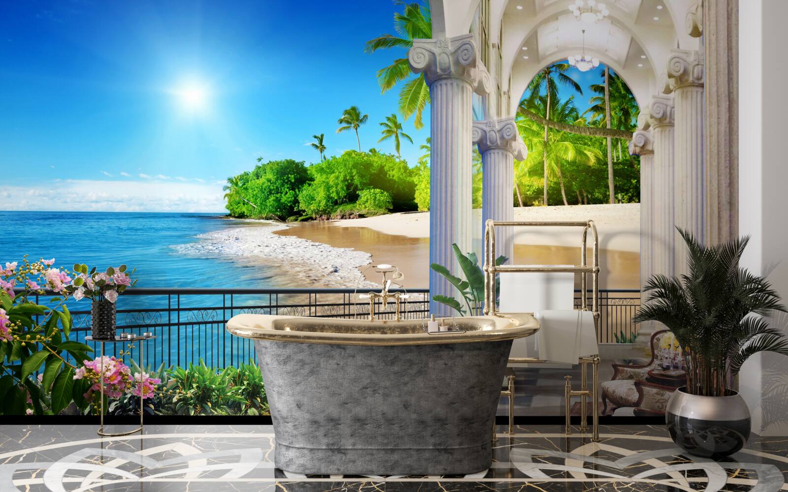 Fototapet zi însorită strălucitoare pe o coastă tropicală