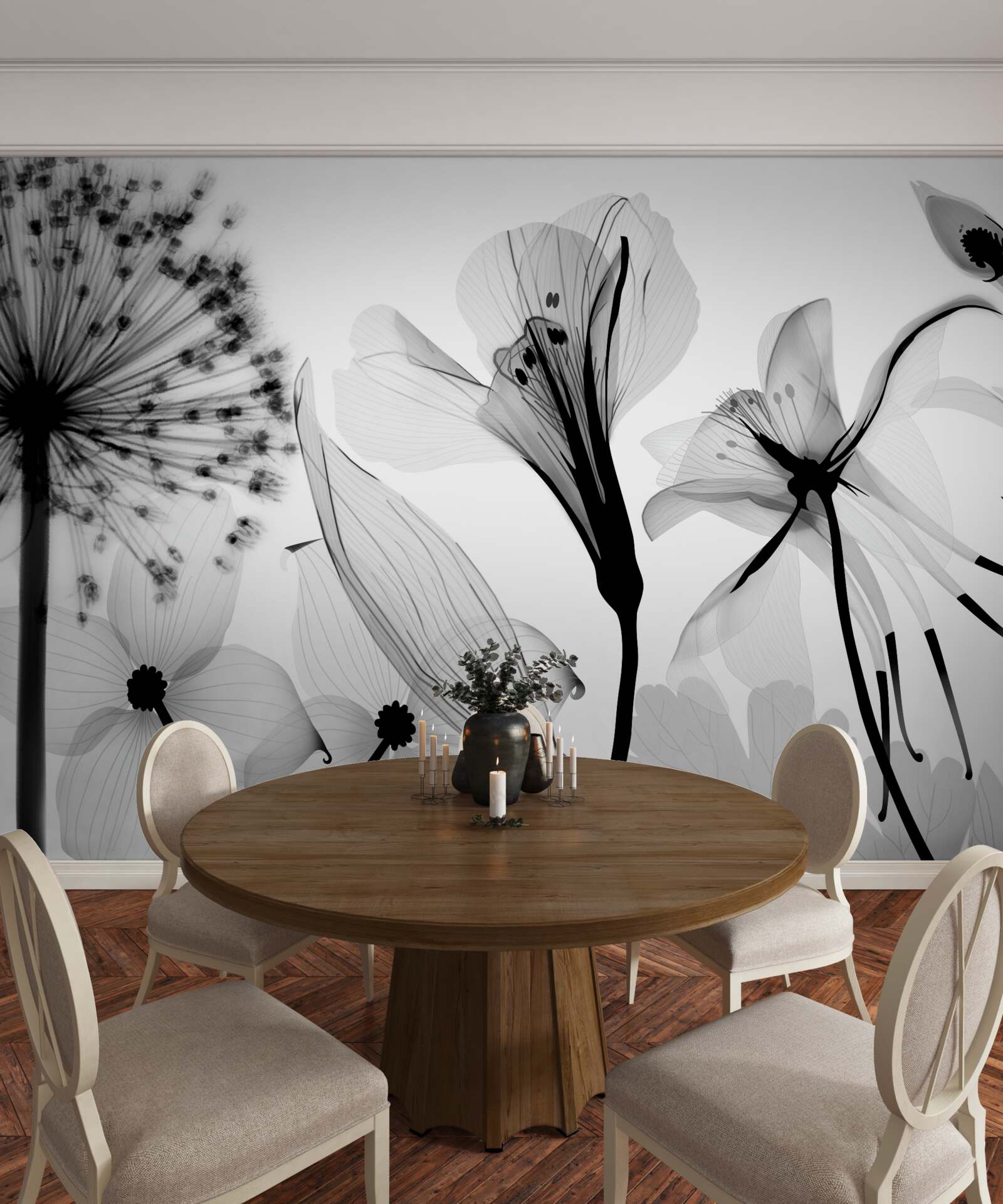 Fototapet icre albe pe un fundal deschis