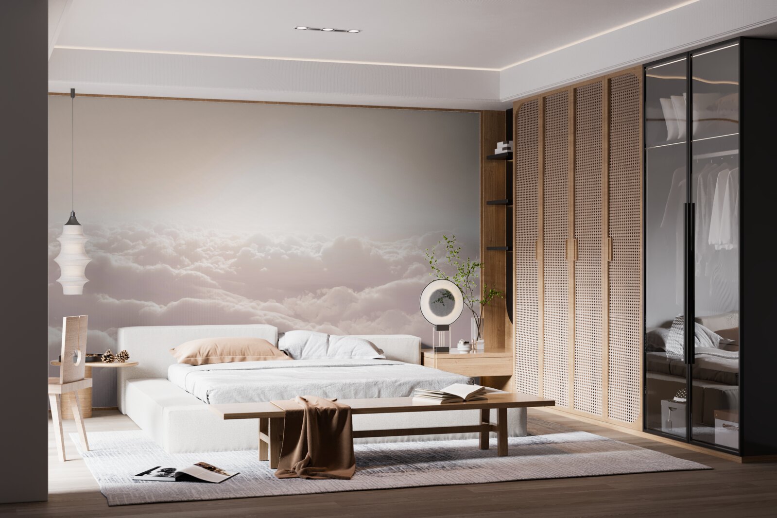 Fototapet nori pufoși și soare