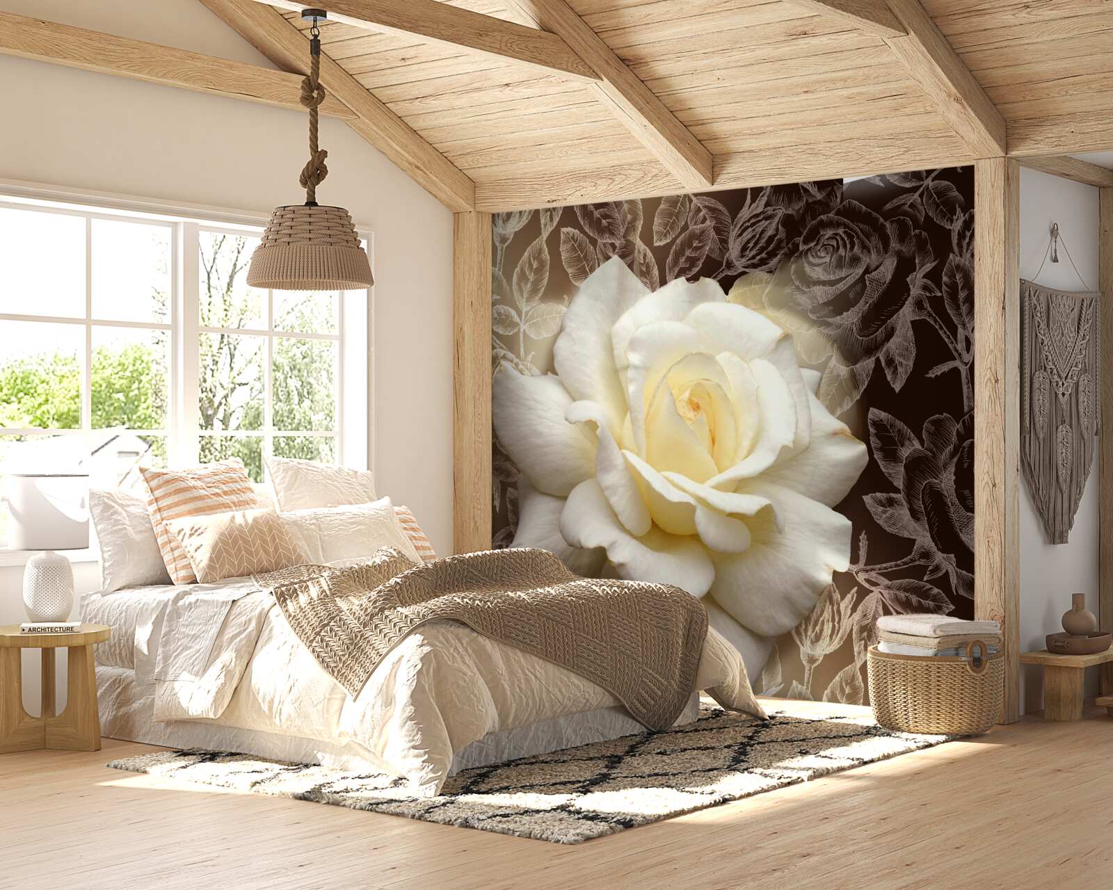 Fototapet magnific trandafir alb ca zăpada floare