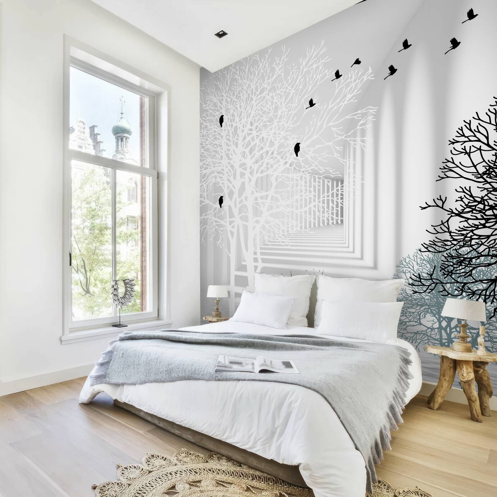 Fototapet păsările zboară mai sus decât copacii