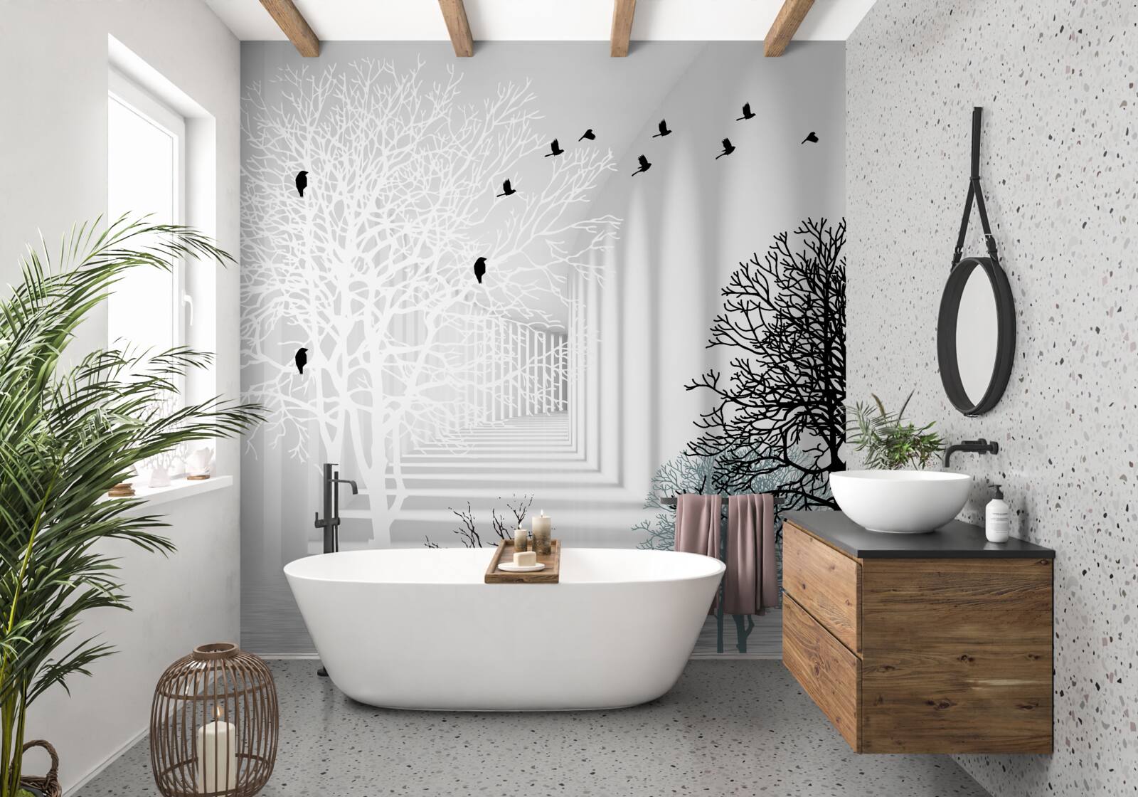 Fototapet păsările zboară mai sus decât copacii