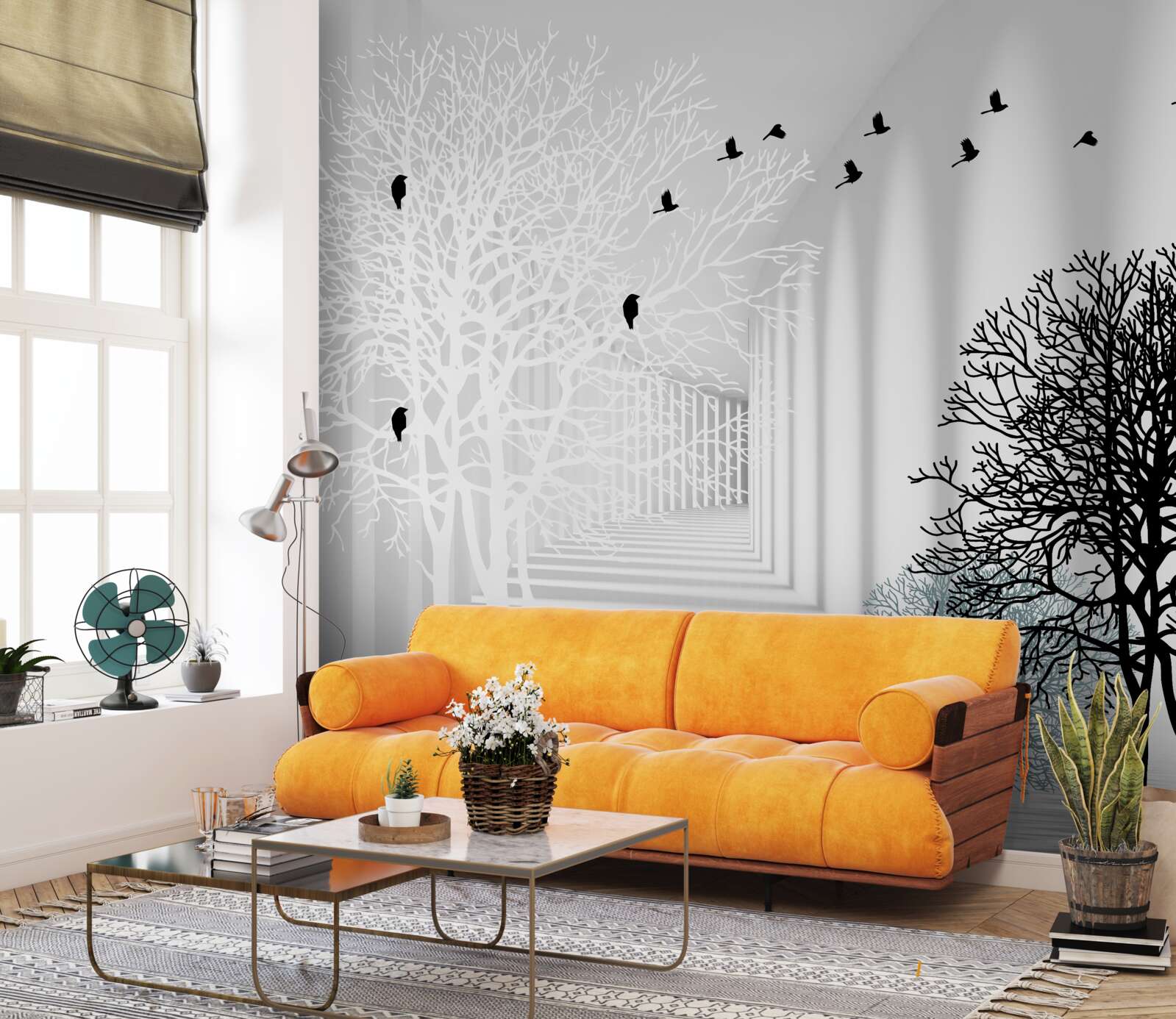 Fototapet păsările zboară mai sus decât copacii