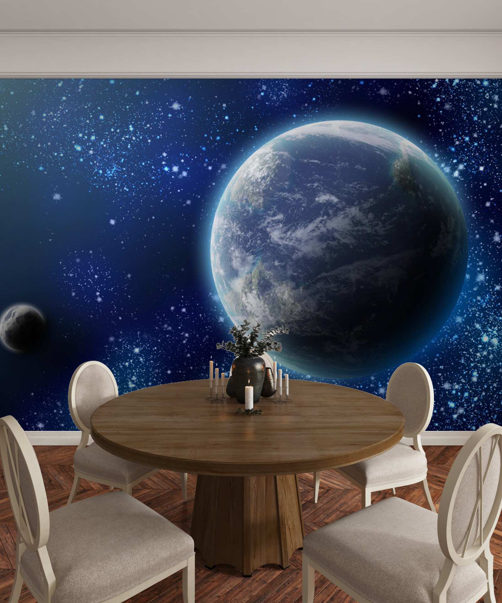 Fototapet planeta Pământ și spațiul său aproape luminos