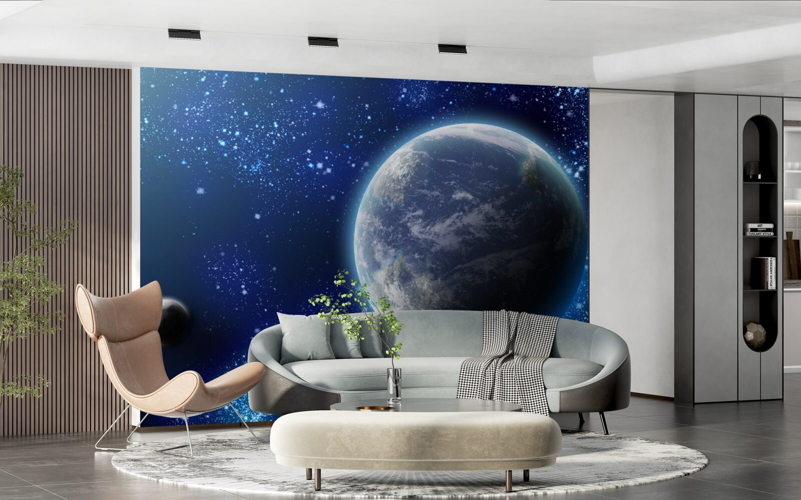 Fototapet planeta Pământ și spațiul său aproape luminos