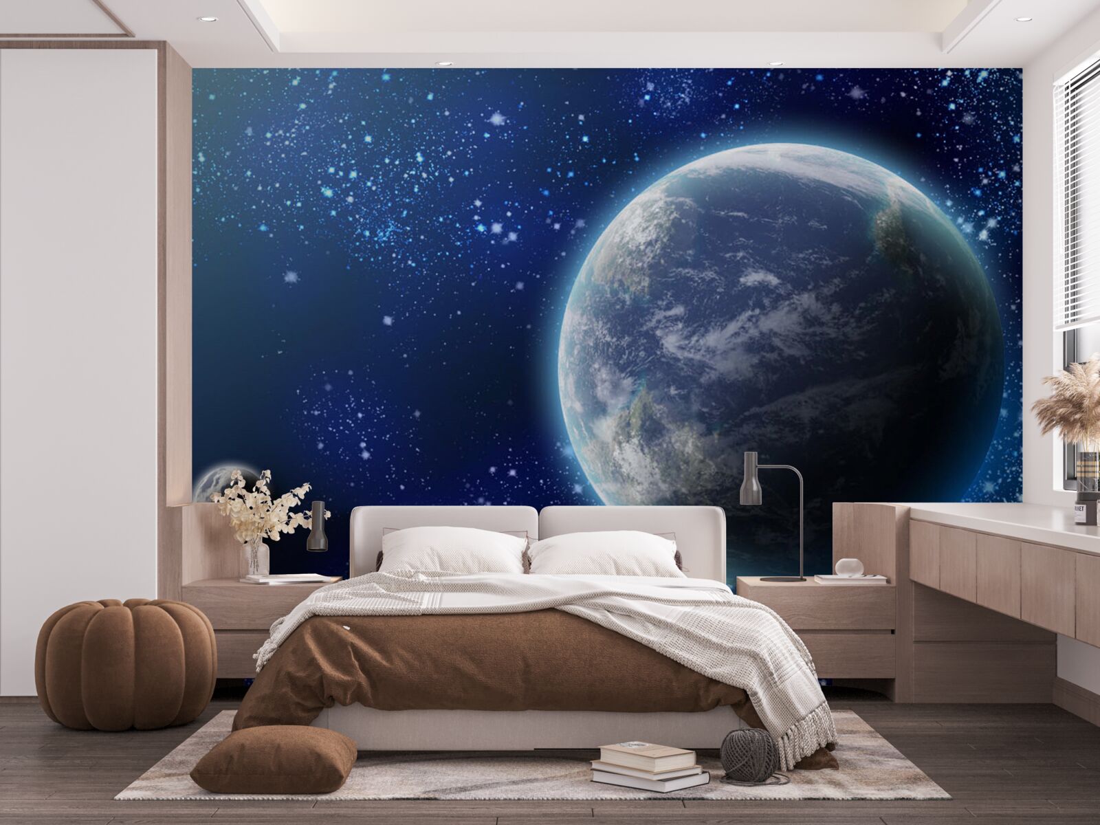 Fototapet planeta Pământ și spațiul său aproape luminos