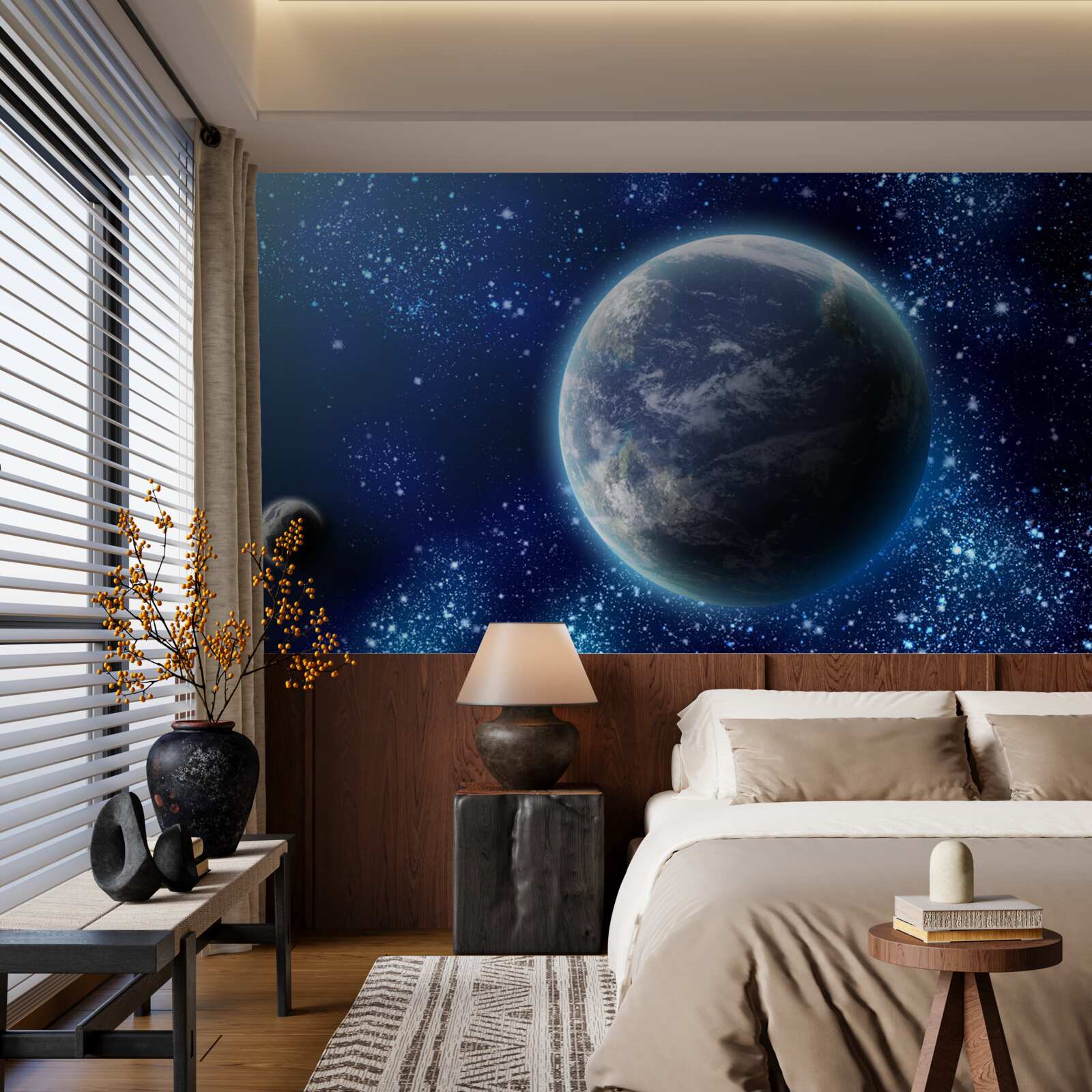 Fototapet planeta Pământ și spațiul său aproape luminos