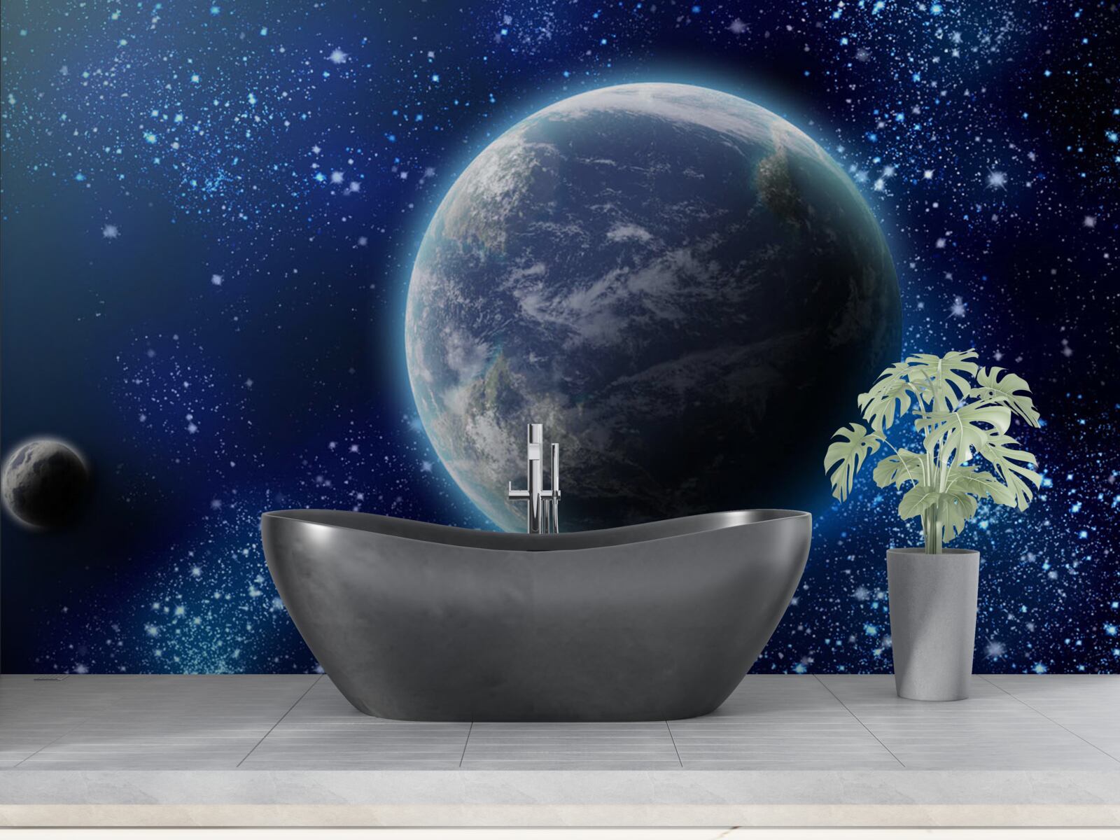 Fototapet planeta Pământ și spațiul său aproape luminos