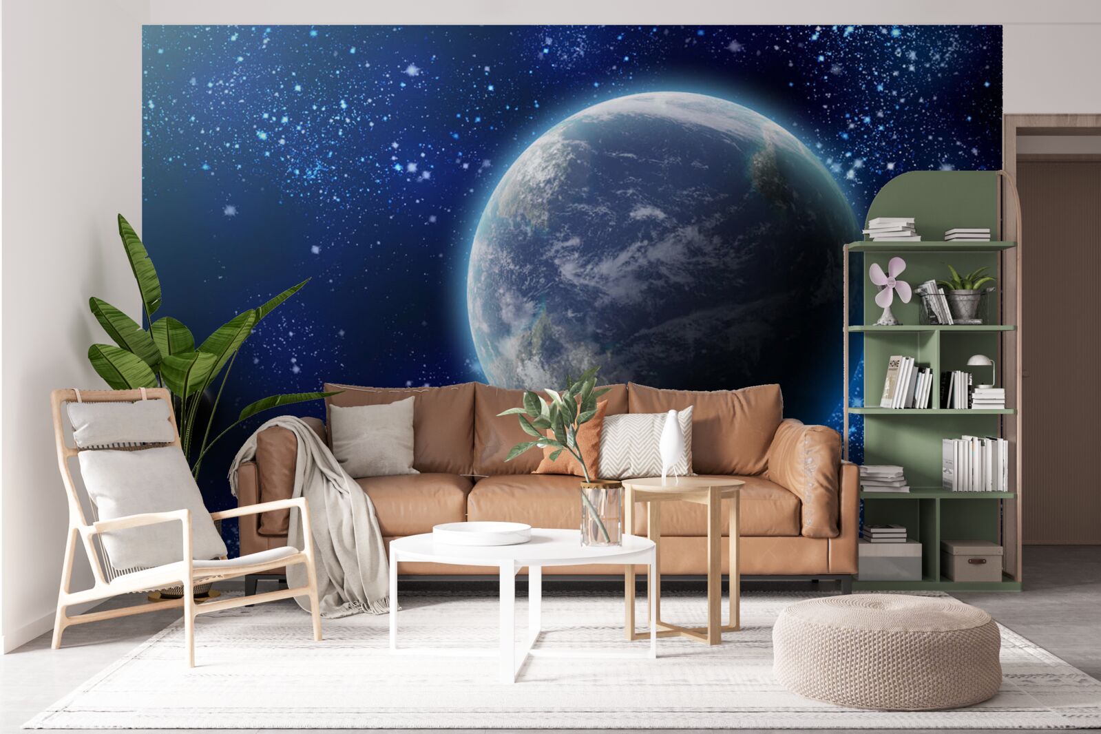 Fototapet planeta Pământ și spațiul său aproape luminos