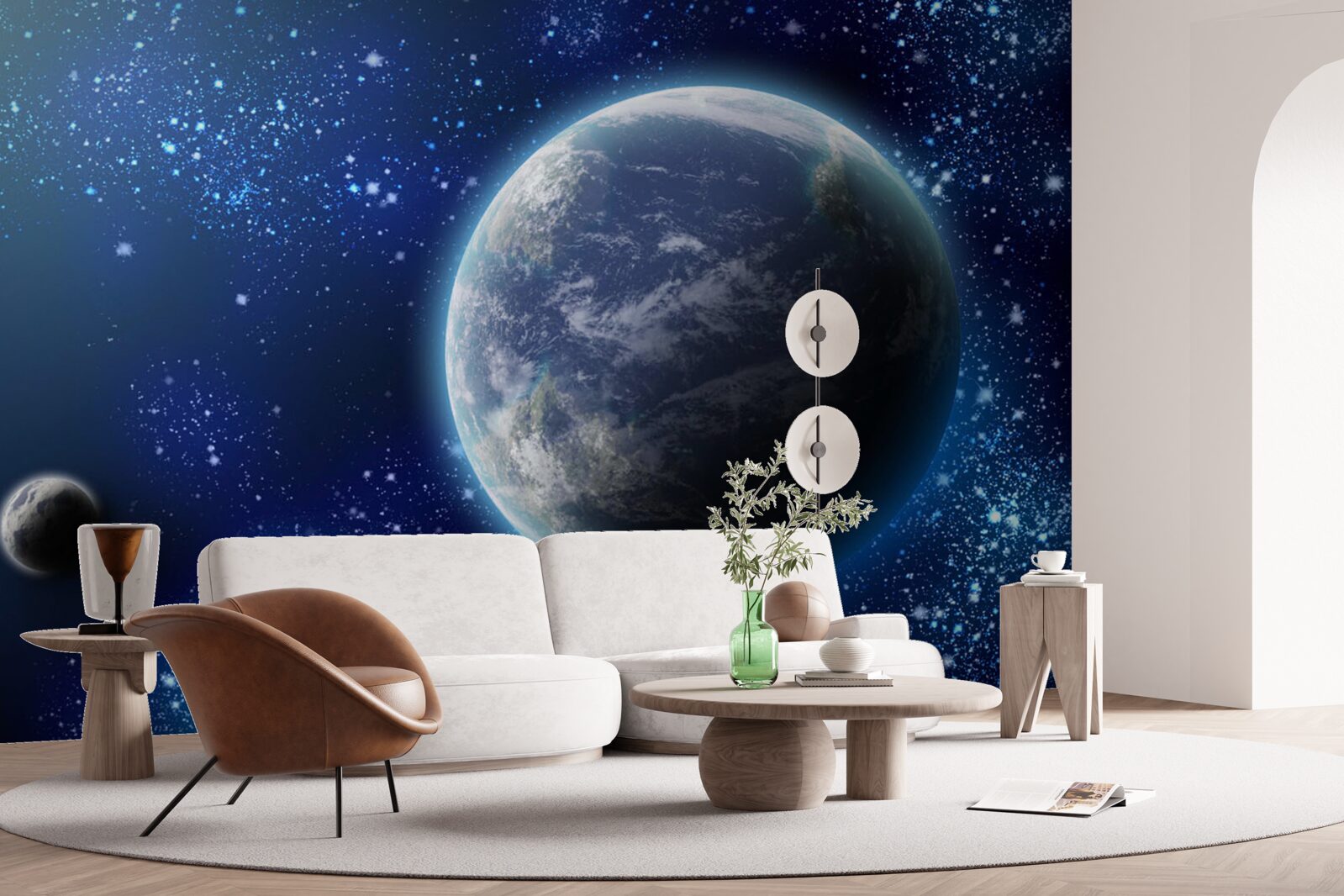 Fototapet planeta Pământ și spațiul său aproape luminos