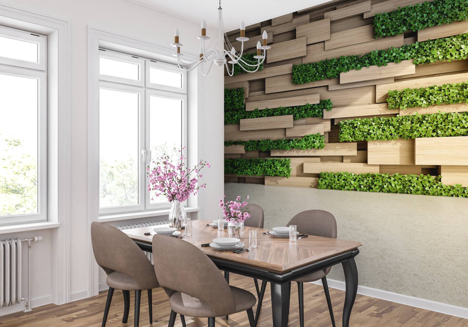 Fototapet mușchi verde și perete de piatră