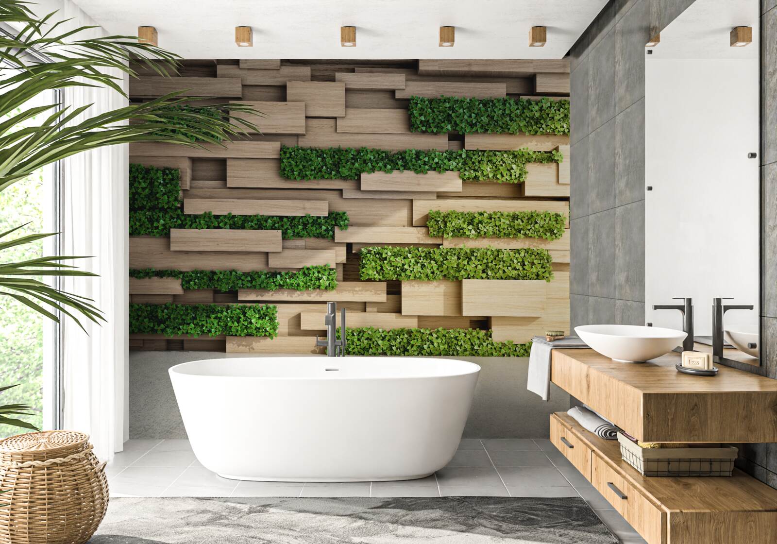 Fototapet mușchi verde și perete de piatră