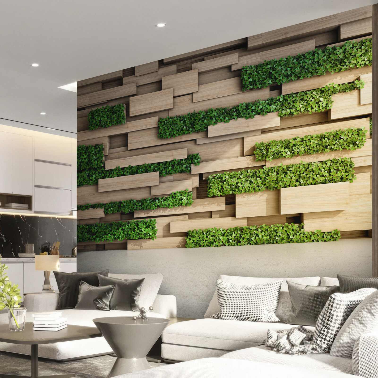 Fototapet mușchi verde și perete de piatră