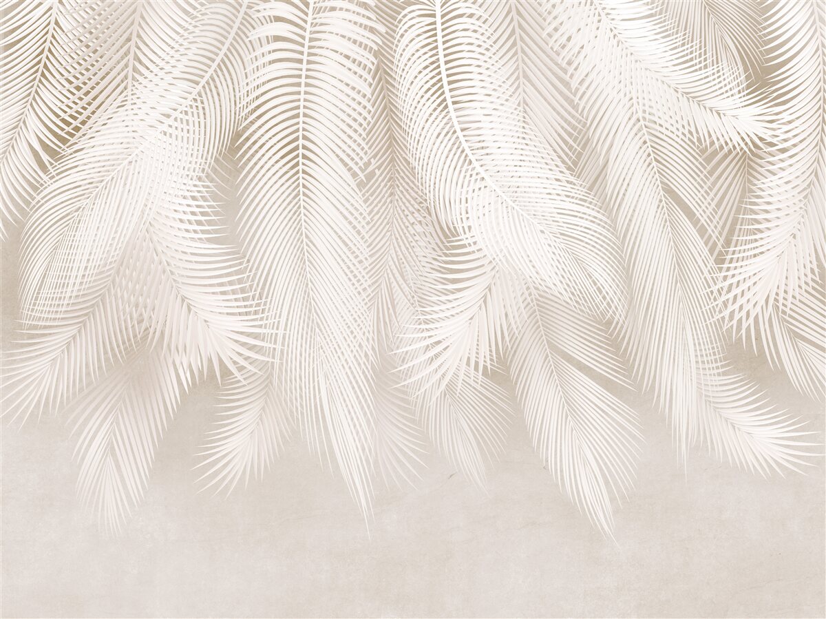 Fototapet ferigi luminoase pe un fundal de nuanțe deschise