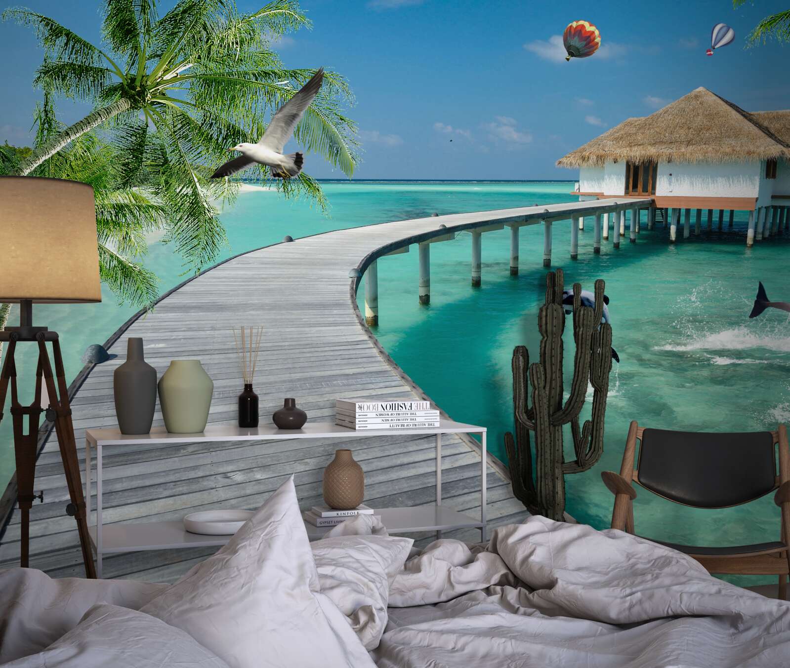 Fototapet pod de lemn peste ape cerești