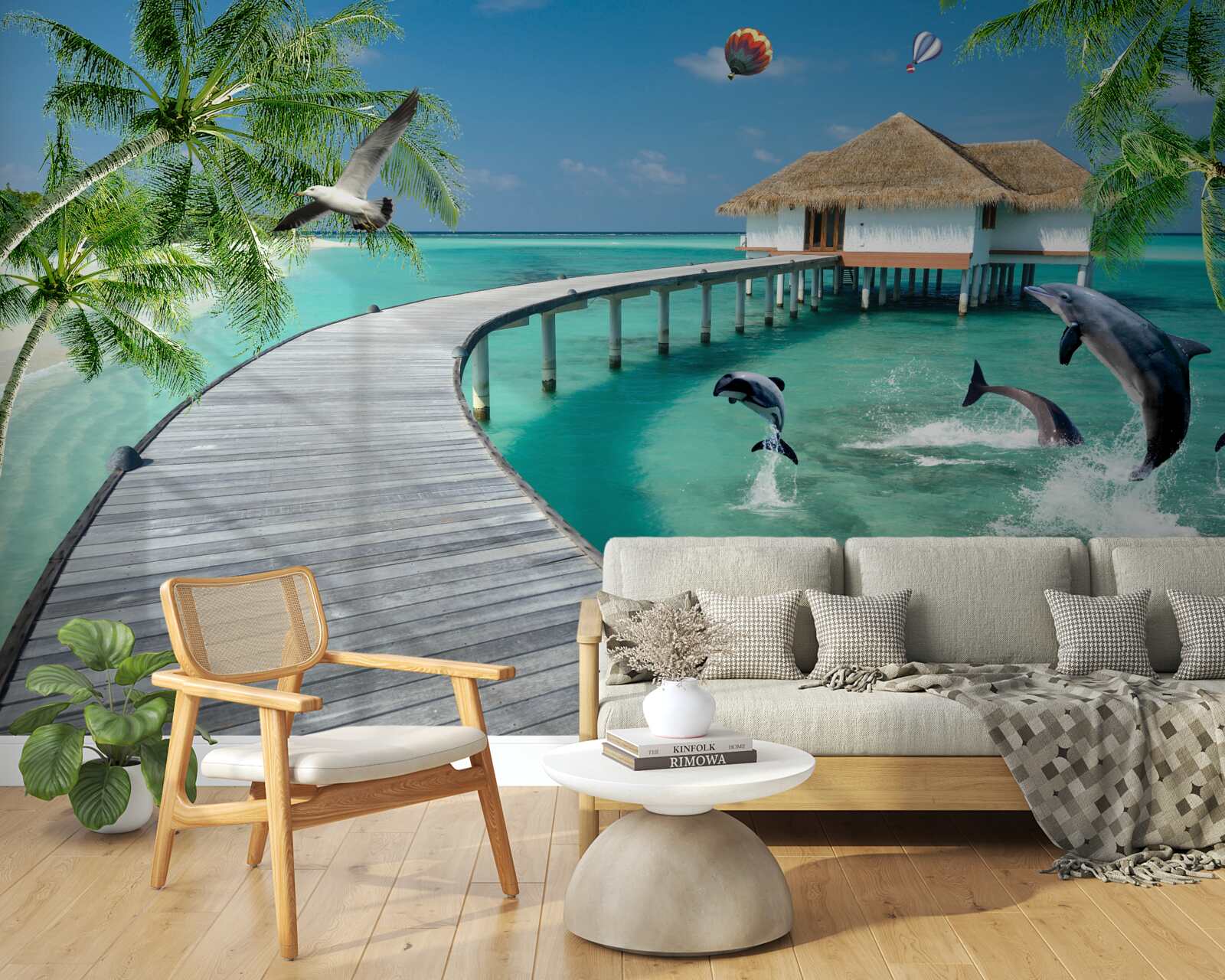 Fototapet pod de lemn peste ape cerești