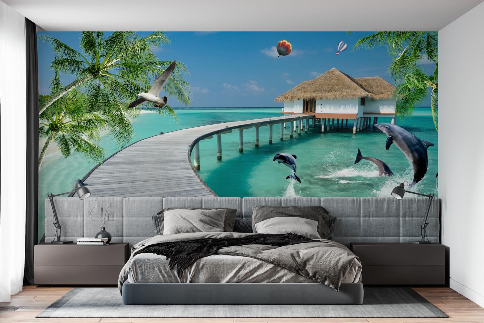 Fototapet pod de lemn peste ape cerești