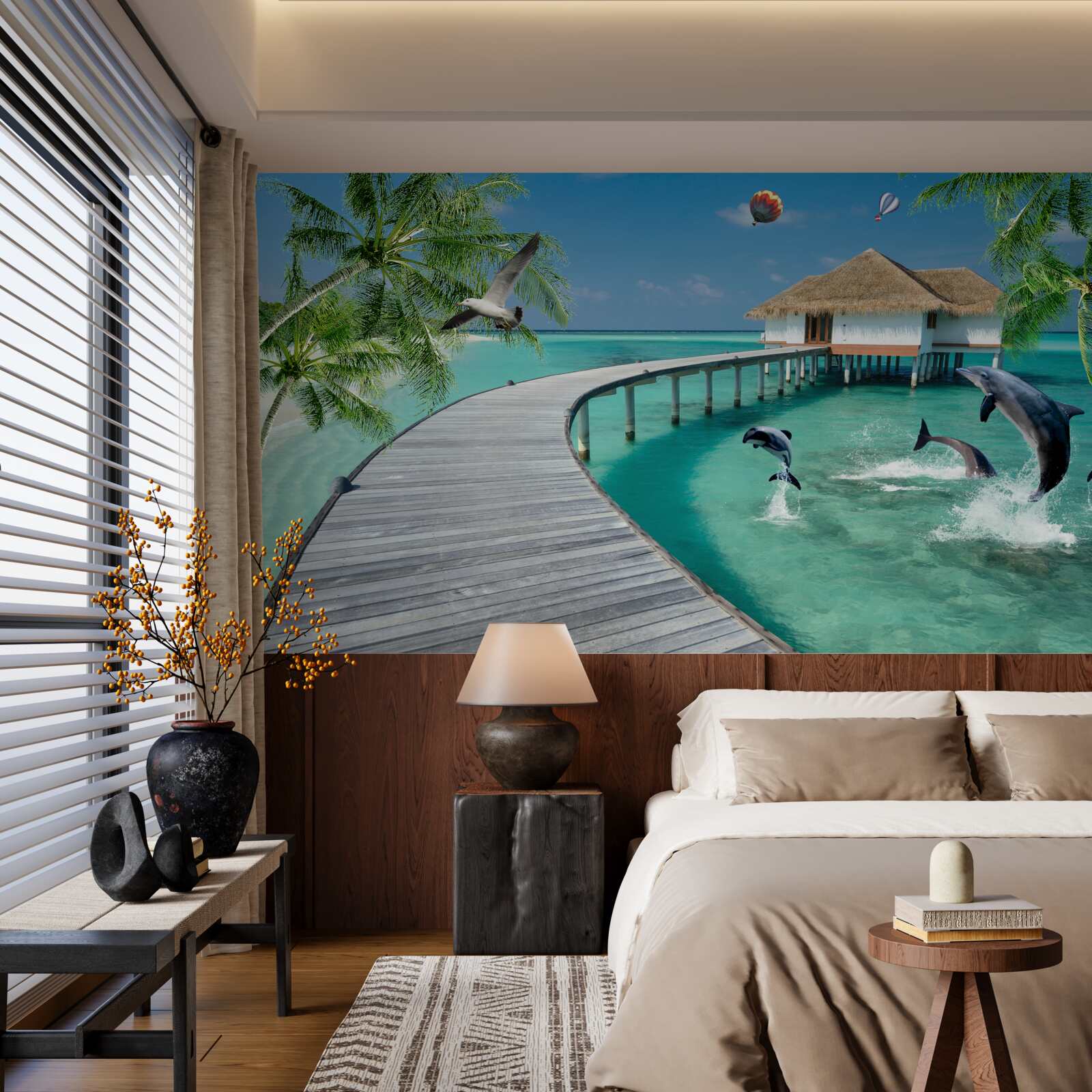 Fototapet pod de lemn peste ape cerești