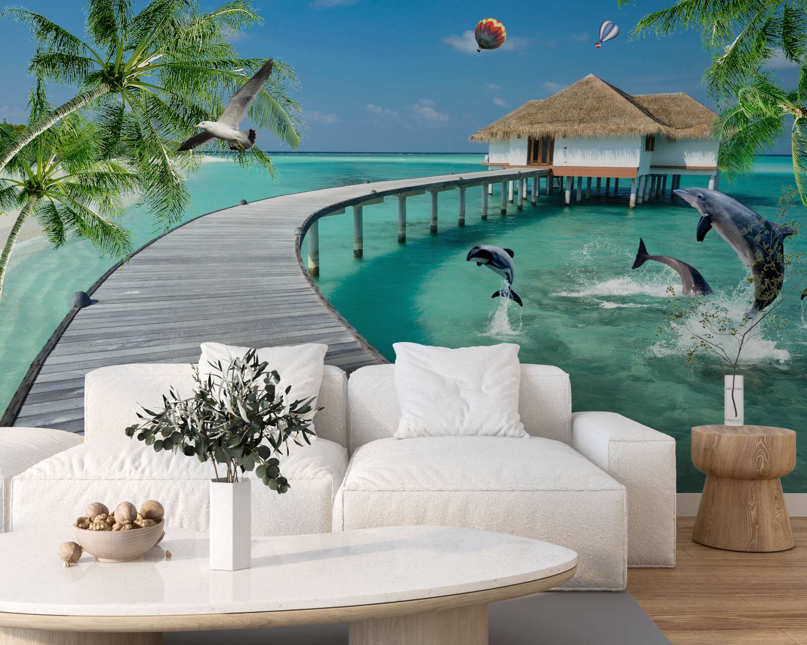 Fototapet pod de lemn peste ape cerești