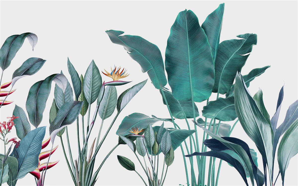 Fototapet flori verzi în tropicele afumate