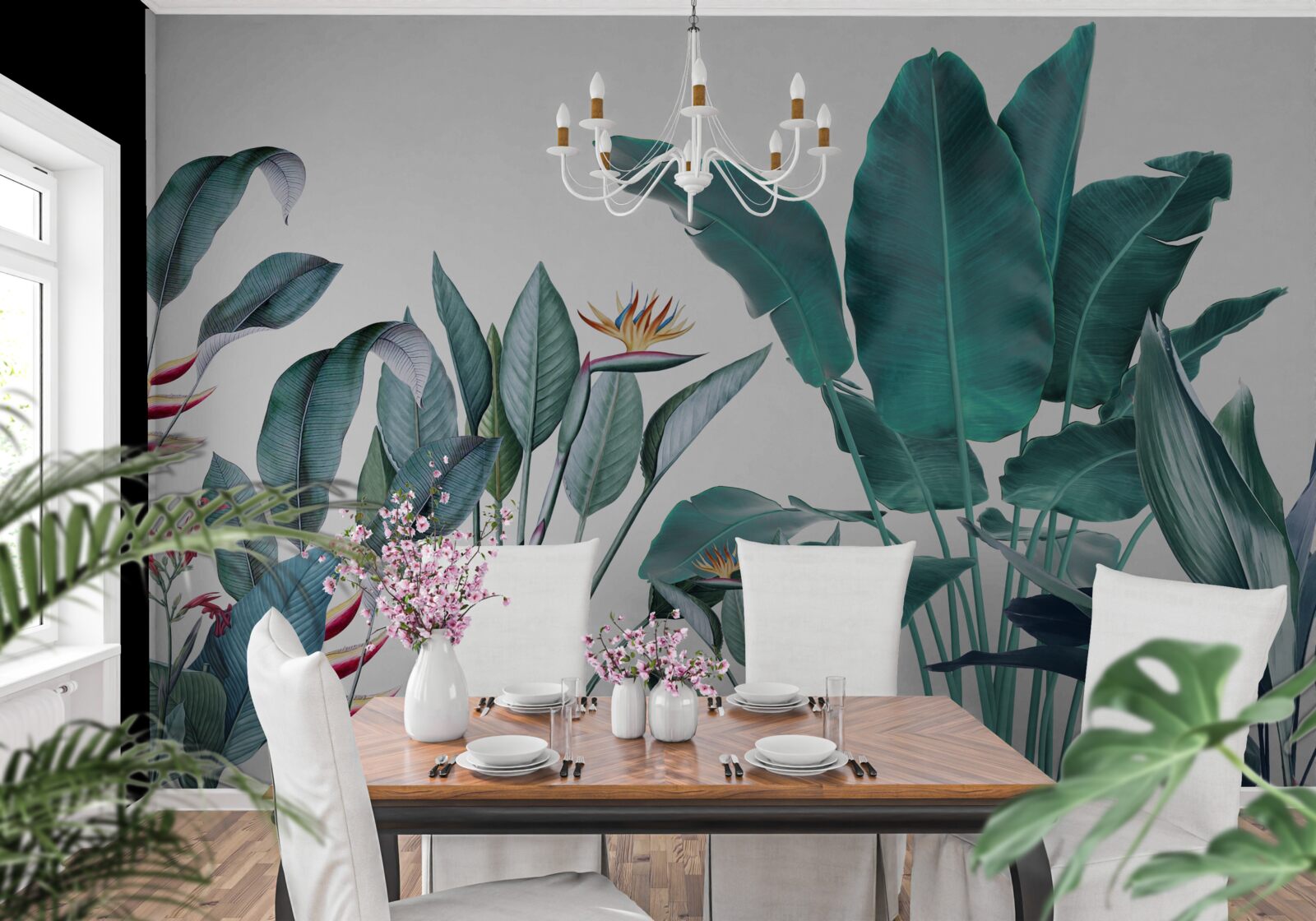 Fototapet flori verzi în tropicele afumate