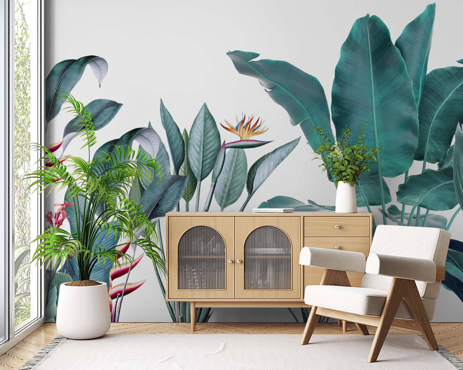 Fototapet flori verzi în tropicele afumate