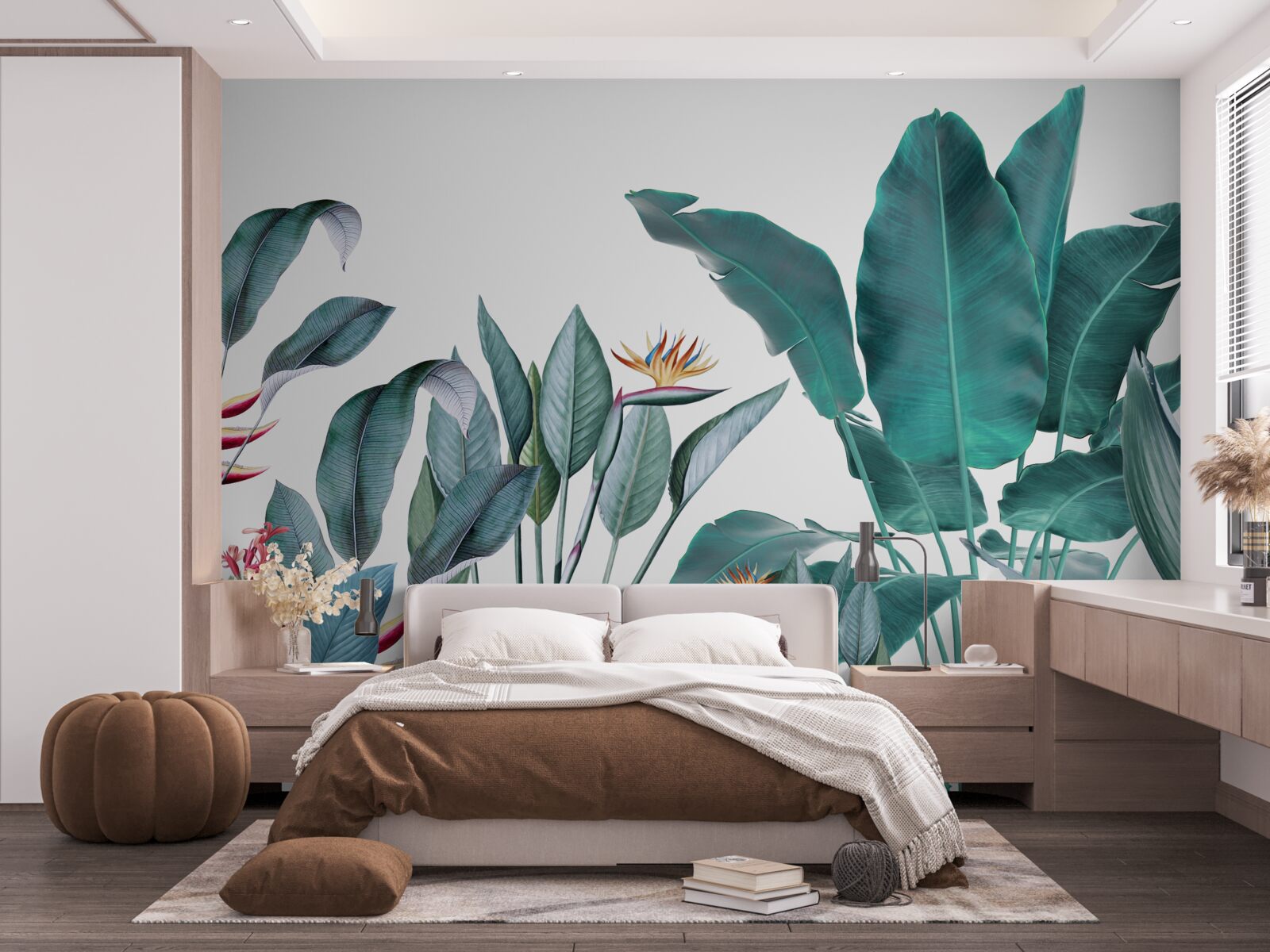 Fototapet flori verzi în tropicele afumate