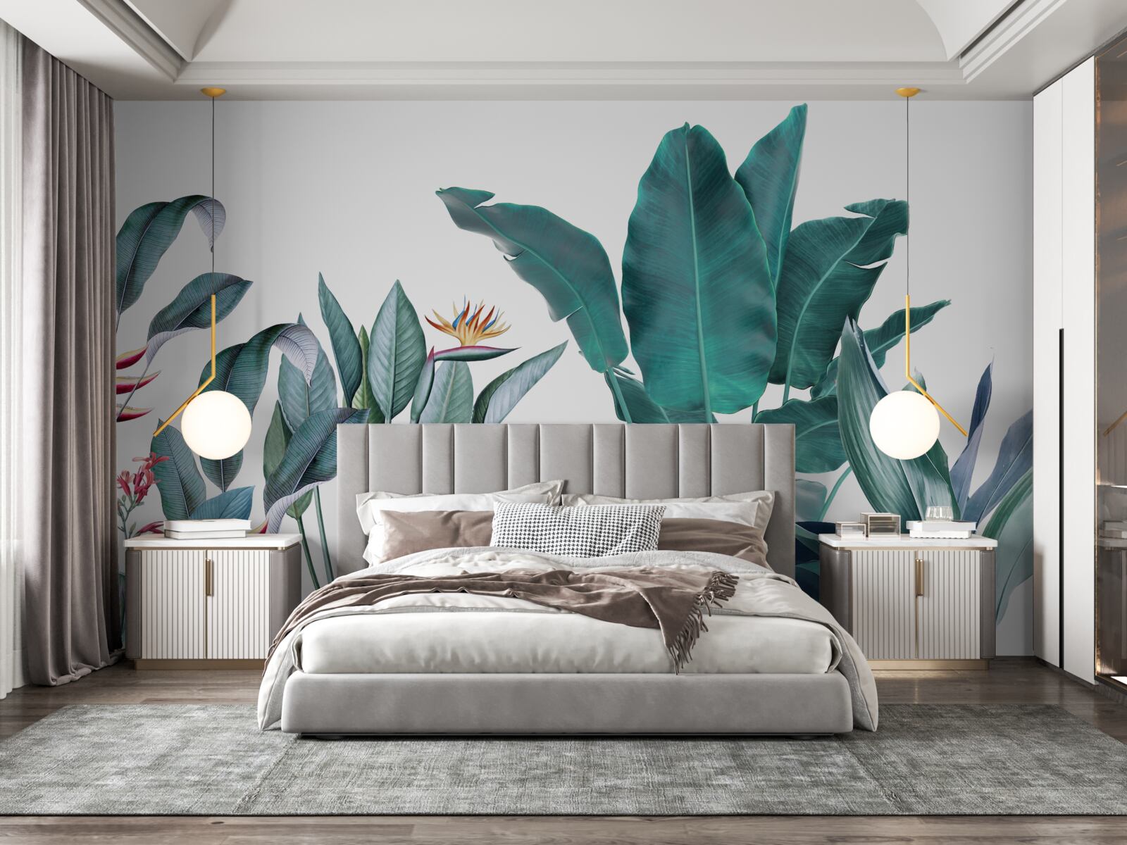 Fototapet flori verzi în tropicele afumate