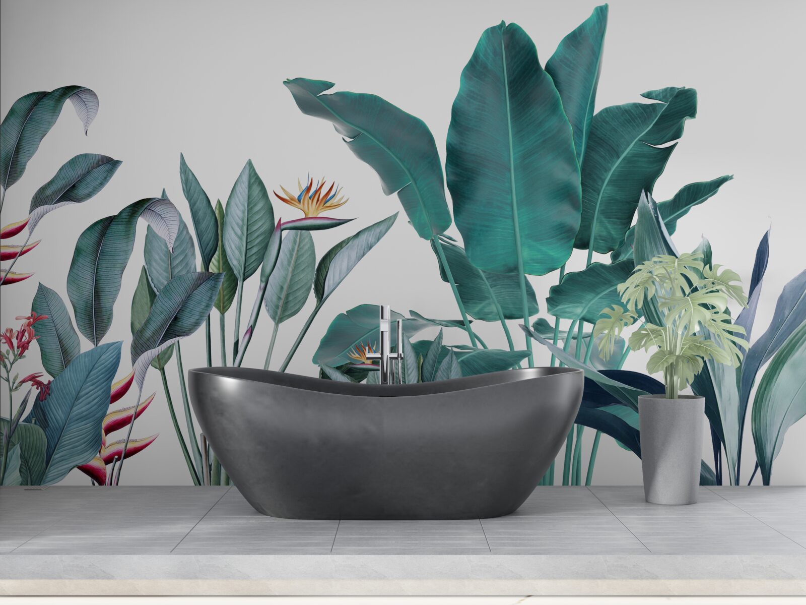 Fototapet flori verzi în tropicele afumate