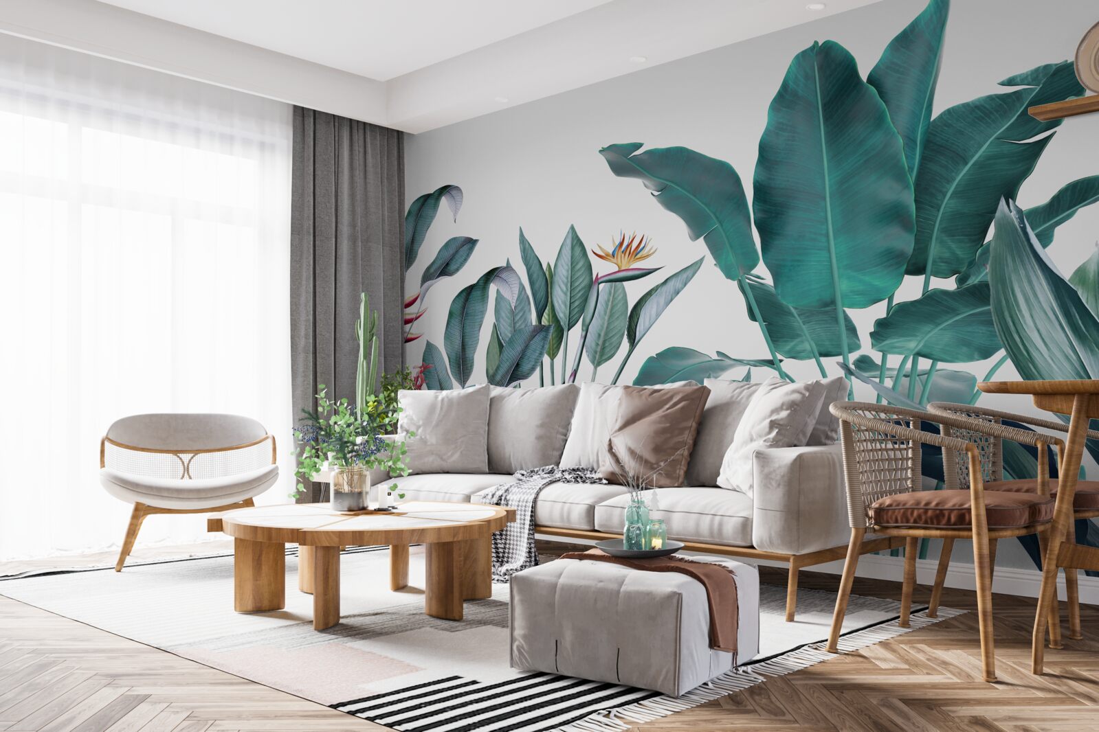 Fototapet flori verzi în tropicele afumate