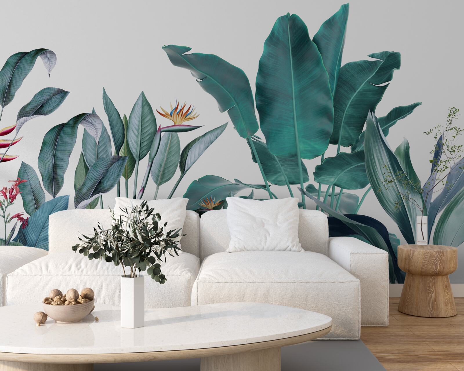 Fototapet flori verzi în tropicele afumate