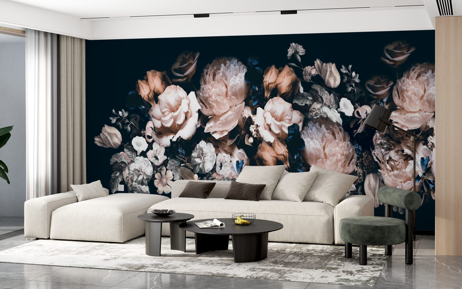 Fototapet Flori în nuanțe de alb și roz în aranjament