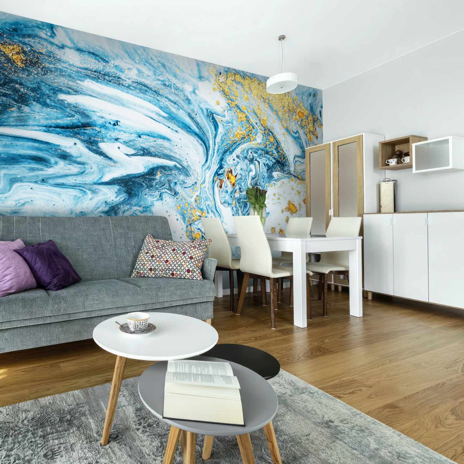 Fototapet ape reci, tulburi, cu zăpadă