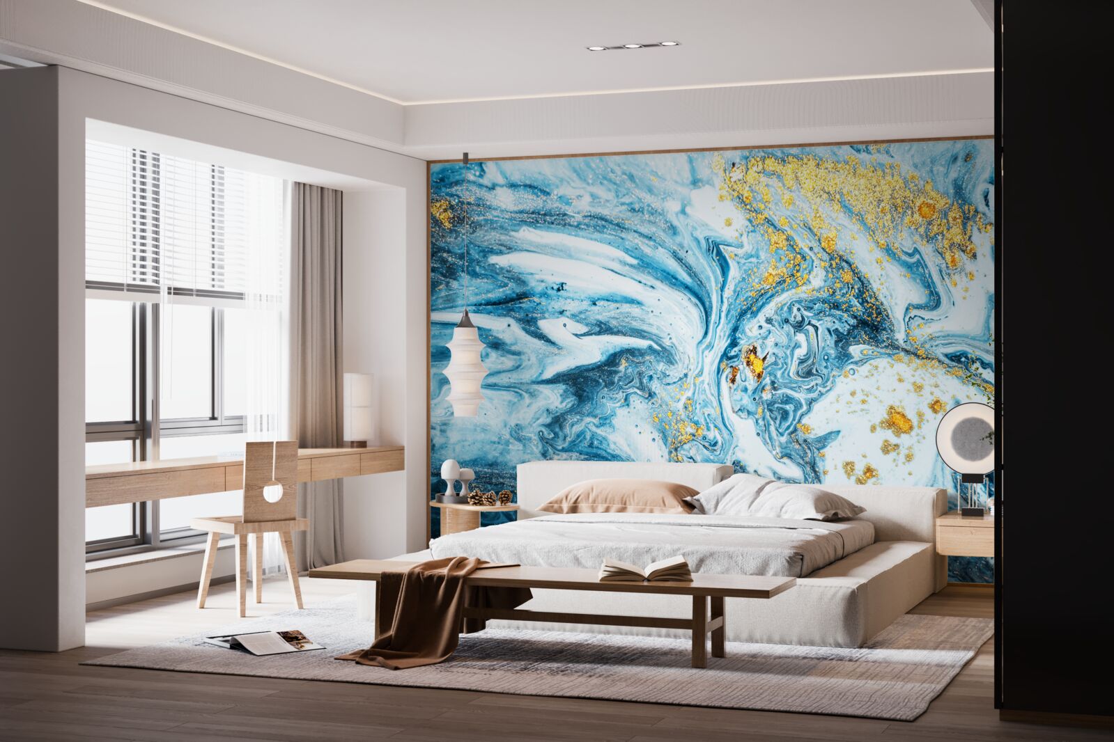 Fototapet ape reci, tulburi, cu zăpadă