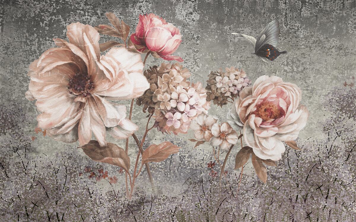 Fototapet muguri roz deschis de flori frumoase