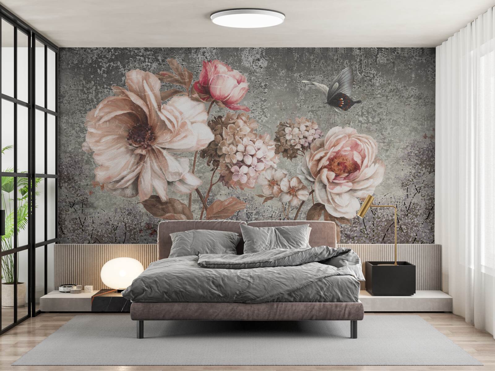 Fototapet muguri roz deschis de flori frumoase