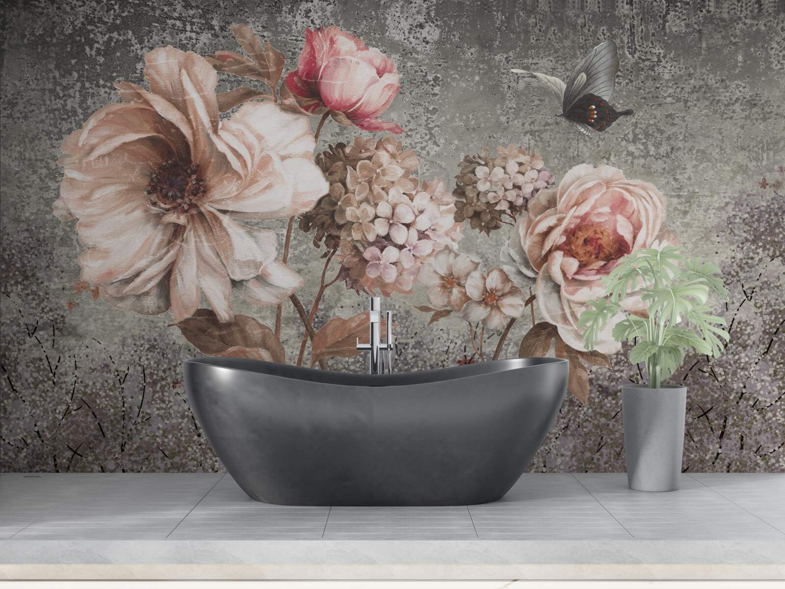 Fototapet muguri roz deschis de flori frumoase