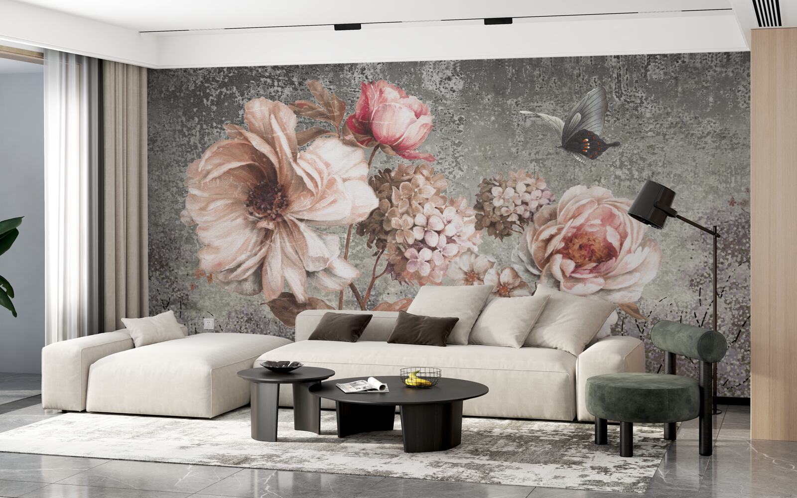 Fototapet muguri roz deschis de flori frumoase