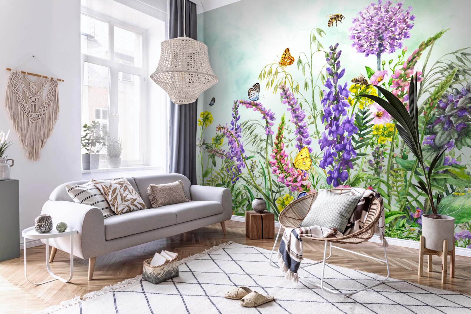 Fototapet plante de pajiște în timpul verii sub un cer senin