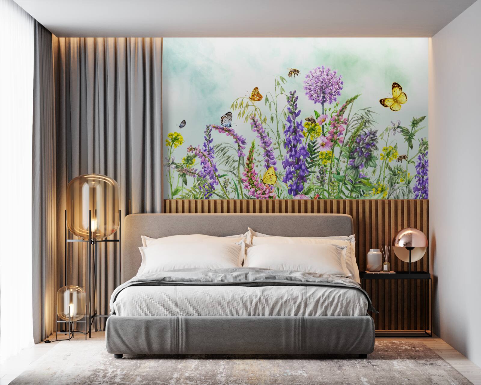 Fototapet plante de pajiște în timpul verii sub un cer senin