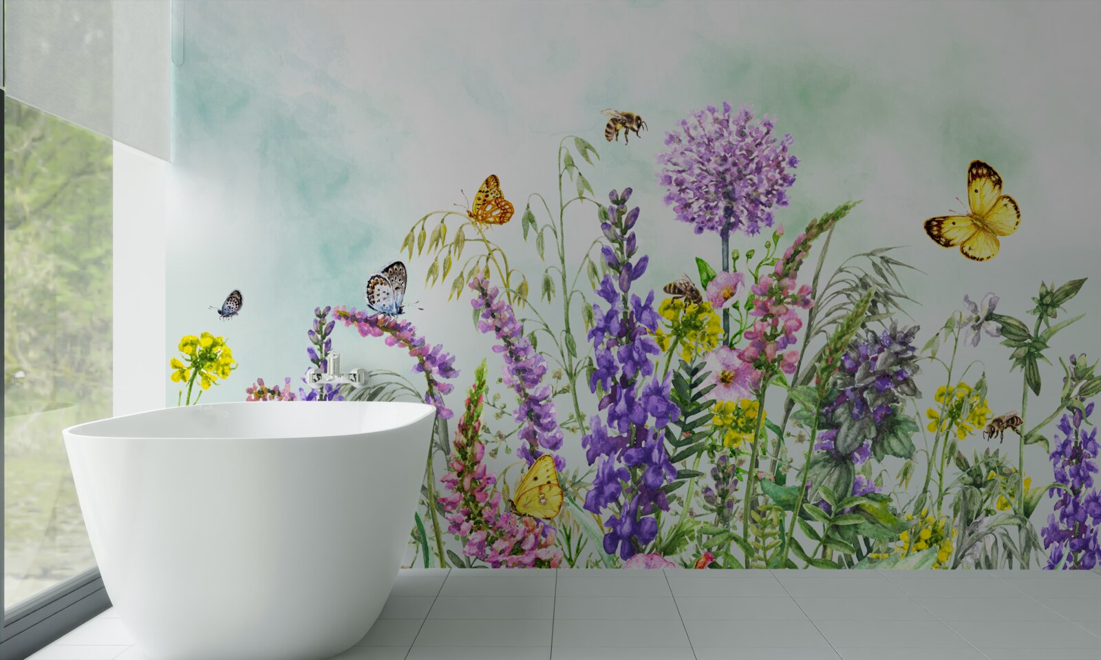 Fototapet plante de pajiște în timpul verii sub un cer senin