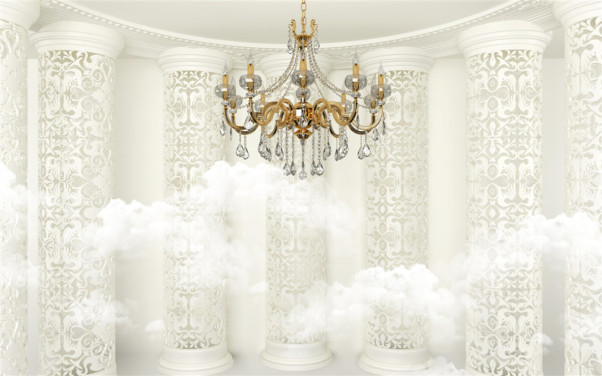 Fototapet candelabru înconjurat de arcuri