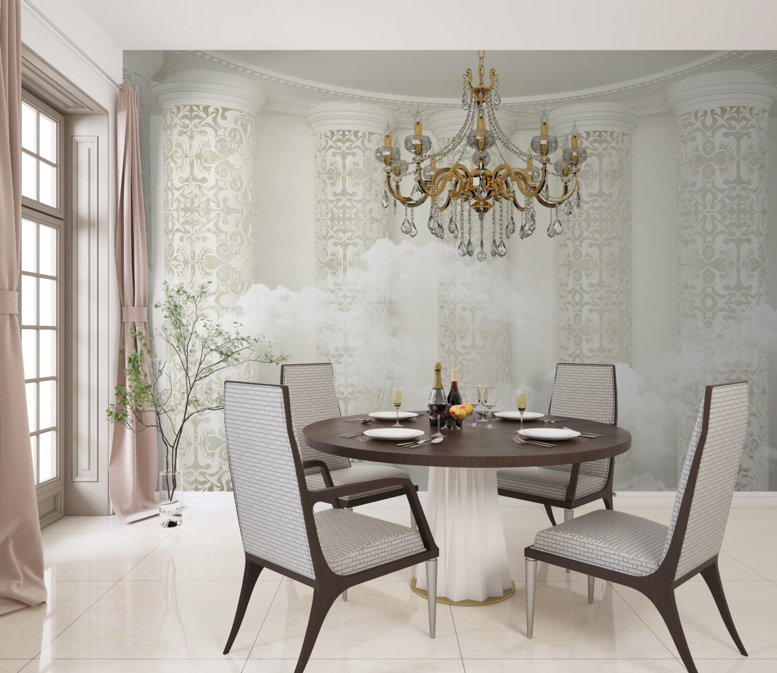 Fototapet candelabru înconjurat de arcuri