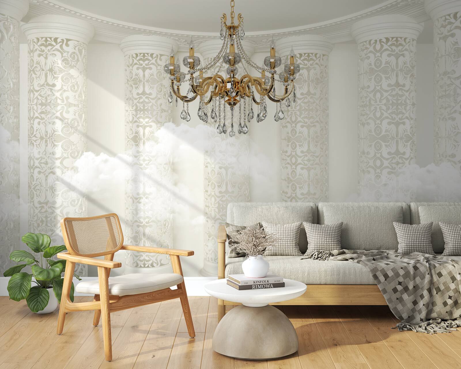 Fototapet candelabru înconjurat de arcuri