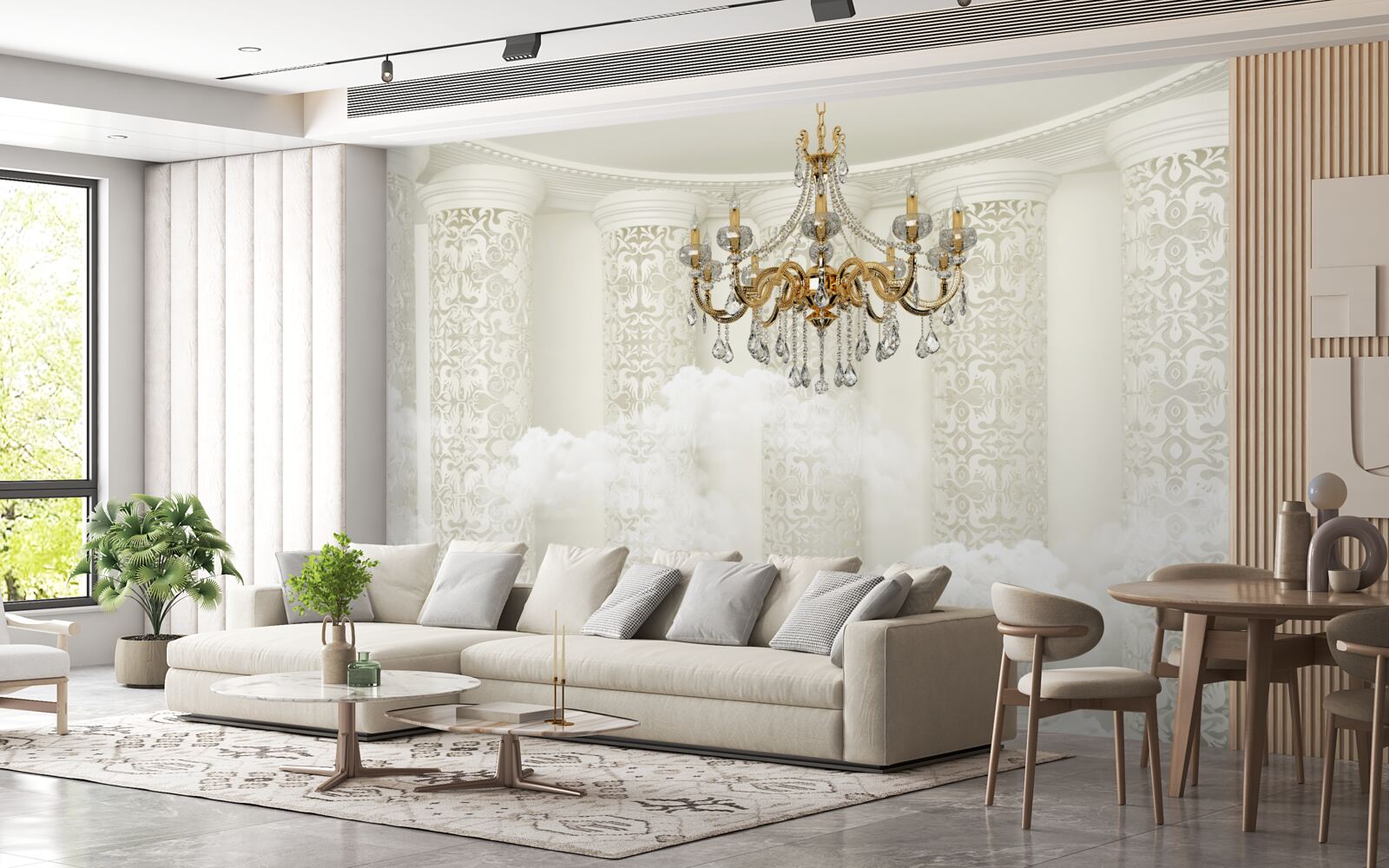 Fototapet candelabru înconjurat de arcuri