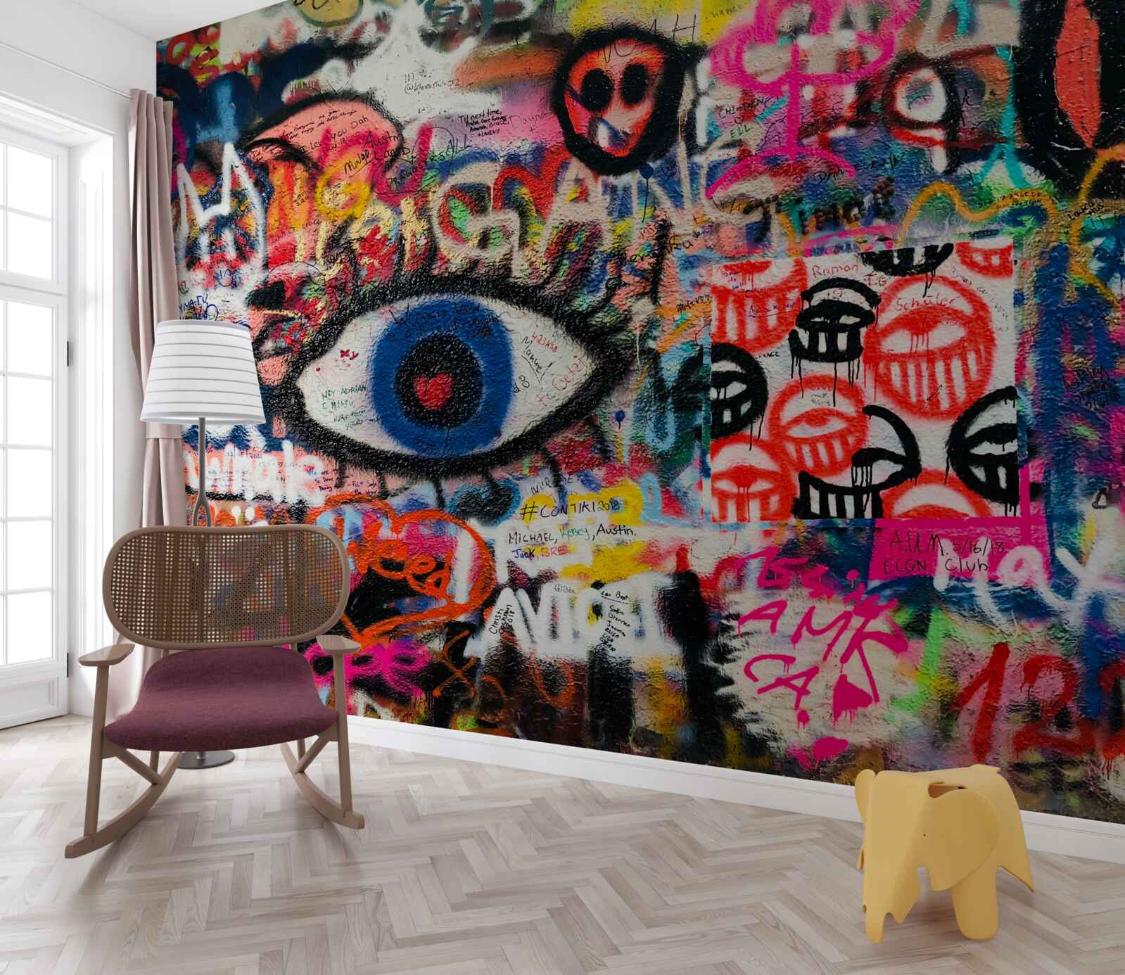 Fototapet compoziții graffiti curcubeu