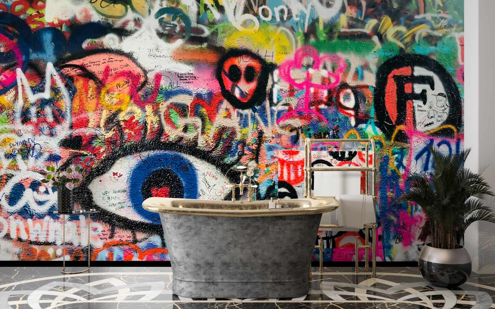 Fototapet compoziții graffiti curcubeu